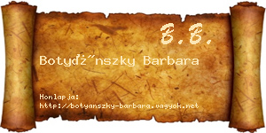 Botyánszky Barbara névjegykártya